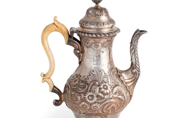 A GEORGE III SILVER AND IVORY COFFEE-POT, LONDON, 1764, MARKS OF W. AND J. DEANE; DEFECTS
