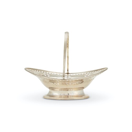 A George III silver oval swing-handled cake basket by John E...