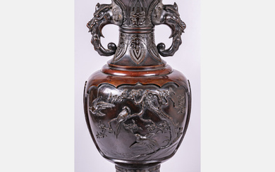 A Japanese Bronze Vase, Meiji Period