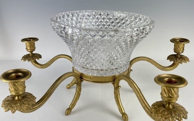A LARGE DORE BRONZE AND BACCARAT CRYSTAL CENTERPIECE