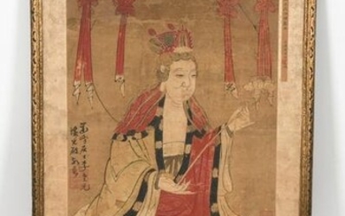 A Large Chinese Watercolor, Qing Dynasty