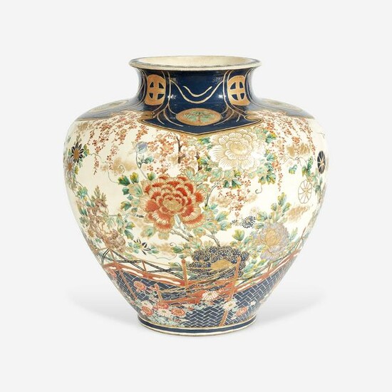 A Large Satsuma Enamelled Pottery Vase Meiji period