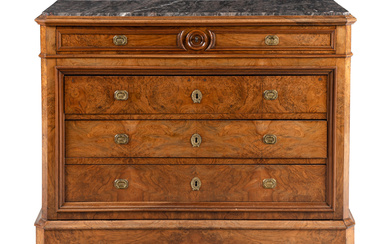 A Louis Philippe Walnut Marble-Top Commode