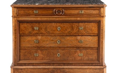 A Louis Philippe Walnut Marble-Top Commode