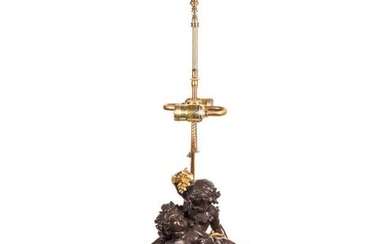 A Louis XVI Gilt and Patinated Bronze Lamp