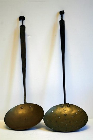 A Mid 19th Century New Hampshire Iron And Brass Ladle