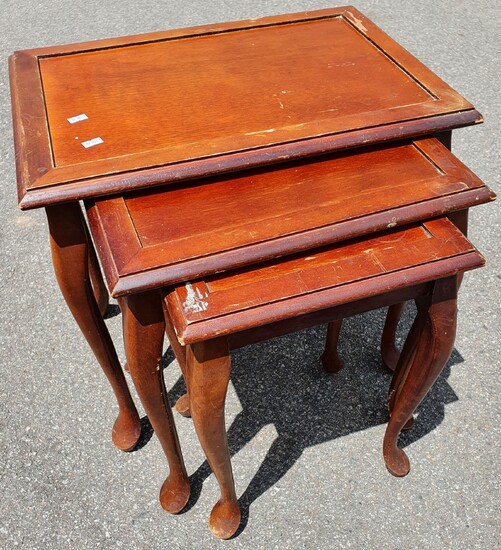 A NEST OF THREE QUEEN ANNE STYLE TABLES