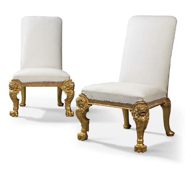 A PAIR OF GEORGE II GILT-GESSO SIDE CHAIRS, CIRCA 1730