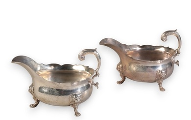 A PAIR OF GEORGE II SILVER SAUCE BOATS by David Hennell, Lo...