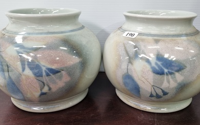 A PAIR OF GLAZED POTTERY VASES