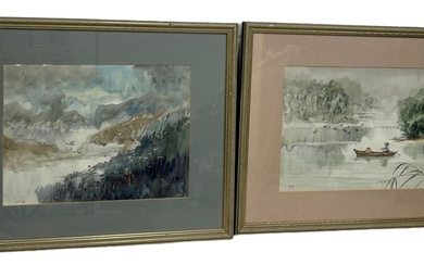 A PAIR OF WATERCOLOURS DEPICTING SOUTH EAST ASIAN VIEWS...
