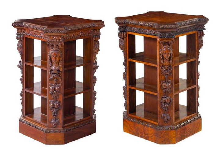 A Pair of Continental Carved Book Mills