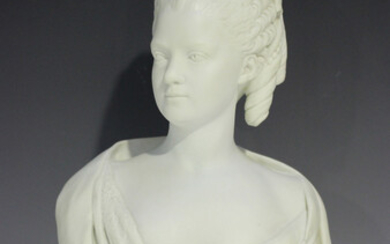 A Sèvres bisque porcelain bust of Marie Adelaide Clotilde de France, Queen of Sardinia (1759-18