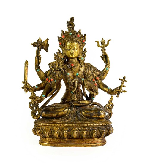 A Sino-Tibetan Gilt Bronze Figure of a Bodhisattva, in 17th century style