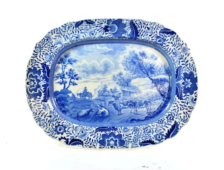 A Staffordshire Pearlware Durham Ox Series Meat Platter, circa 1820,...