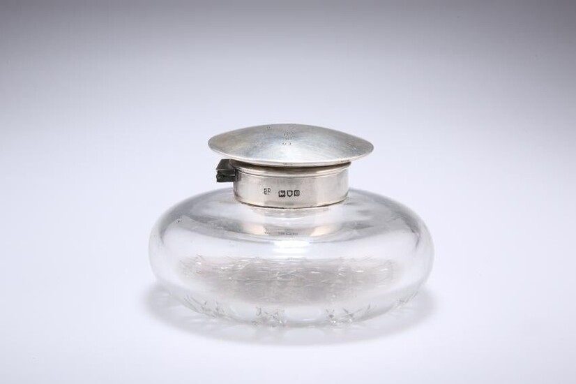 A VICTORIAN SILVER-TOPPED CUT-GLASS INKWELL, by John