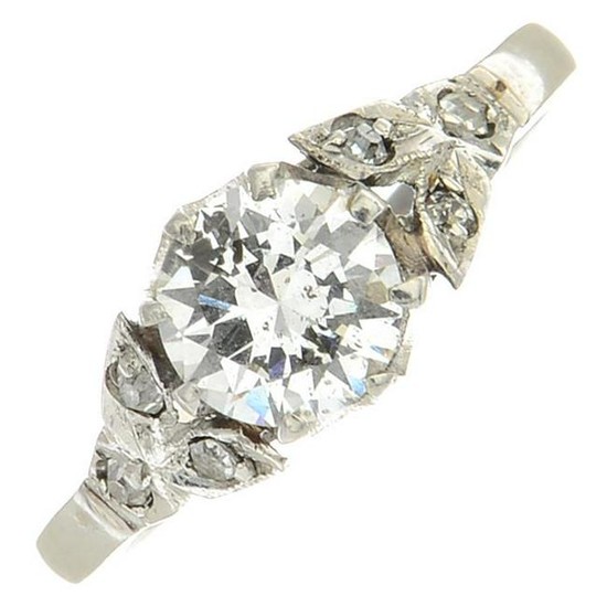 A brilliant-cut diamond single-stone ring.Principal