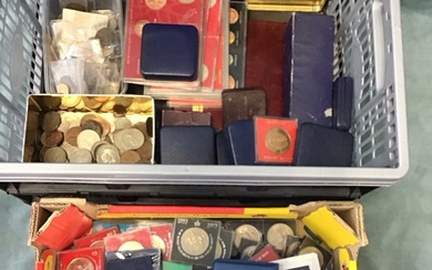 A collection of British coins including numerous cased & loose...