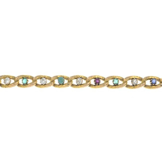 A diamond and multi gem-set bracelet, gems to include