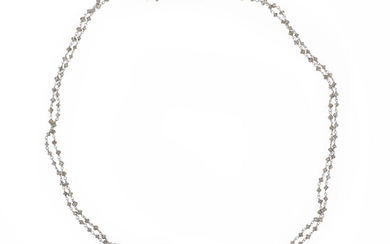 NOT SOLD. A diamond necklace set with numerous faceted champagne-coloured diamond beads, mounted in 18k white gold. W. app. 2.5 mm. L. app. 90 cm. – Bruun Rasmussen Auctioneers of Fine Art