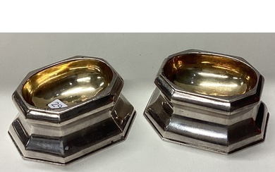 A fine pair of George II silver trencher salts. London 1741....