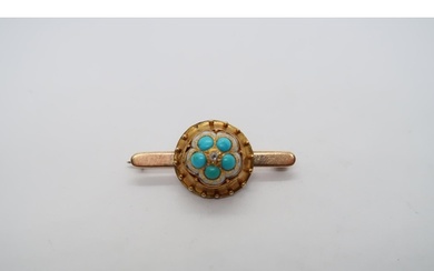 A gold brooch with turquoise, enamel, diamond accent, approx...