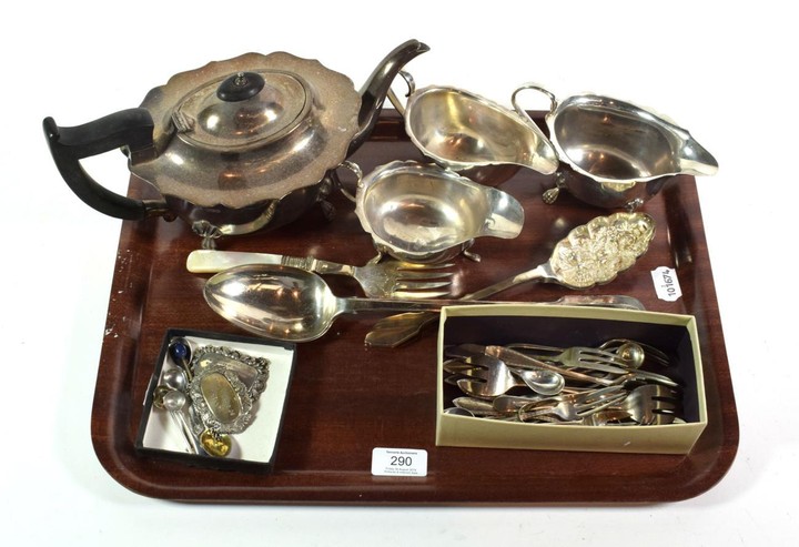 A group lot of silver and silver-plate, to include: a...