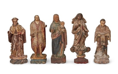 A group of Latin American santos bultos figures