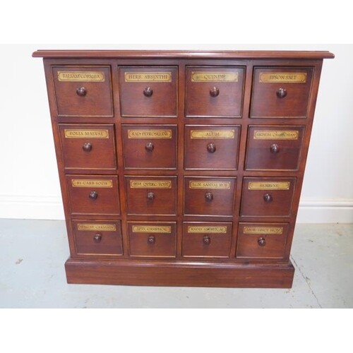 A mahogany 16 drawer chemist apothecary chest, made by a loc...