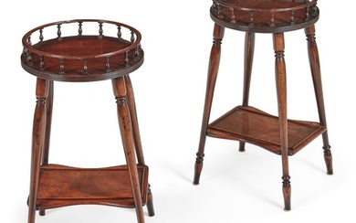 A pair of English mahogany galleried tables