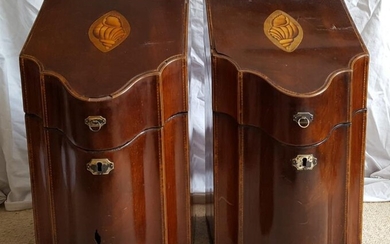A pair of Georgian mahogany knife boxes, having shell...