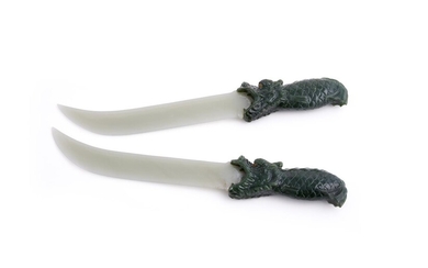 A pair of jadeite models of daggers