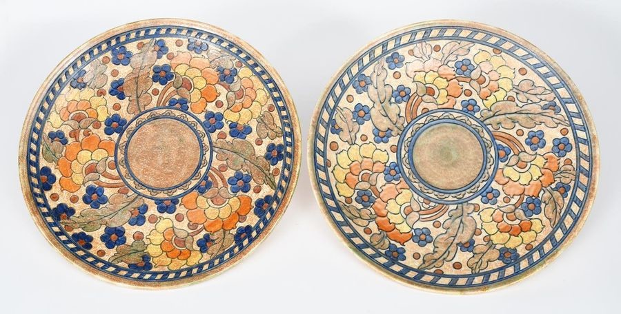 A pair of large Crown Ducal Byzantine chargers...