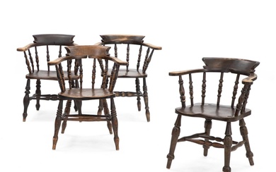 A set of four oak wood Captain's Chairs. England, ca. 1900. (4)....