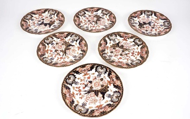 A set of six Victorian Royal Crown Derby circular plates