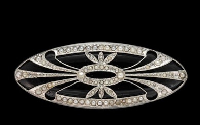 ART DECO PLATINUM AND 14K YELLOW GOLD BROOCH