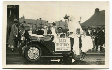 AUSTIN. A collection of 61 postcards and photographs of Austin 7 motorcars, including 3 of carnival