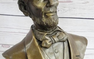 Abraham Lincoln Bronze Bust Sculpture On Marble Base - Signed Original - 10lbs