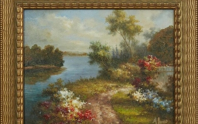 Alton Juno, "The Path Along the Stream," 20th c., oil
