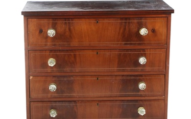 American Empire Mahogany and Line-Inlaid Chest of Drawers, Early to Mid 19th C