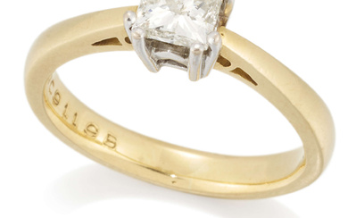 An 18ct gold, princess-cut diamond ring, the diamond weighing approximately...