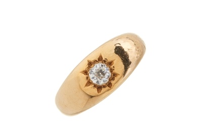 An Edwardian 18ct gold old-cut diamond single-stone band rin...