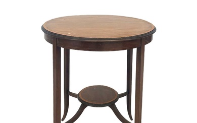 An Edwardian mahogany satinwood crossbanded and boxwood strung inlaid circular occasional table.