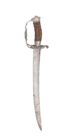 An English Silver-Mounted Hunting Hanger, Circa 1700, Indistinct Silver Hallmarks, Maker's Mark WK Conjoined