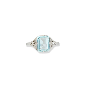 An aquamarine and diamond necklace and an aquamarine and diamond ring