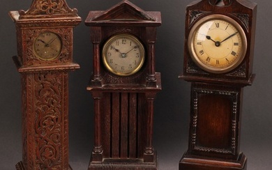 An early 20th century oak miniature longcase clock, 6.5cm ci...