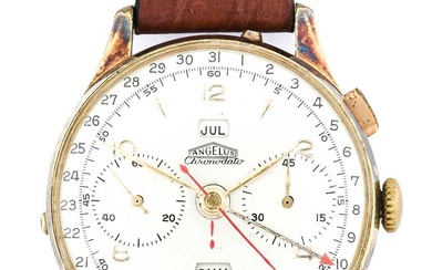 Angelus: A Plated Triple Calendar Chronograph Wristwatch, signed Angelus, model:...