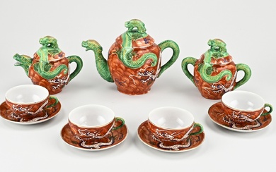 Antique 7-piece Japanese Satsuma porcelain tea set with dragons. Circa 1900. Size: 8 - 20...