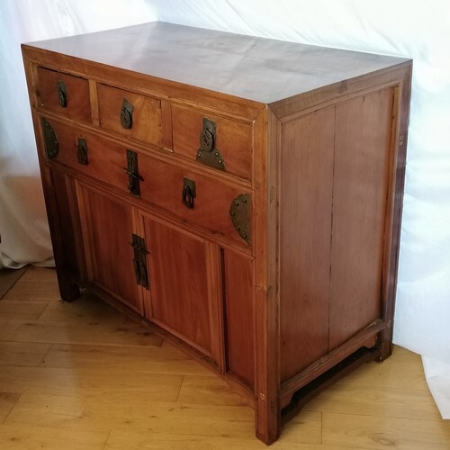 Antique Asian wooden side cabinet made up of base cupboards ...