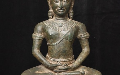 Antique Cambodian Bronze Naga Buddha-Finely cast and finished-Large-Likely 19thC